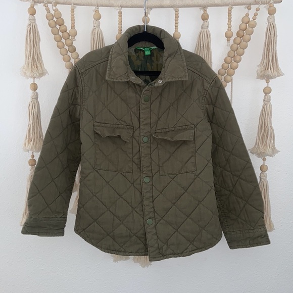 Dip boys quilted jacket army green twill utility shirt jacket kids medium 8/10 - Picture 6 of 14